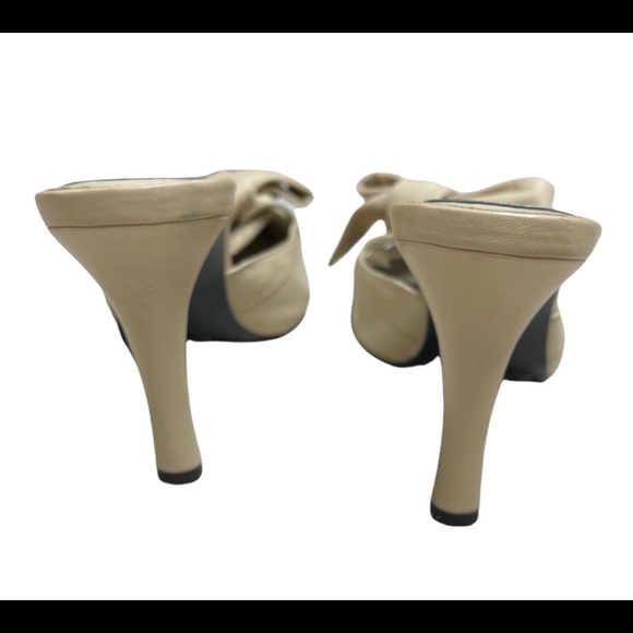 Nine West Cream Leather Mule-Knotted Bow - Picture 4 of 8